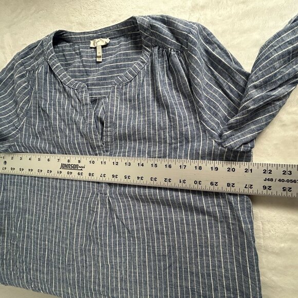 Joie Womens Blue & White Striped Cotton Long Sleeve Popover Top Blouse Medium - Picture 6 of 7